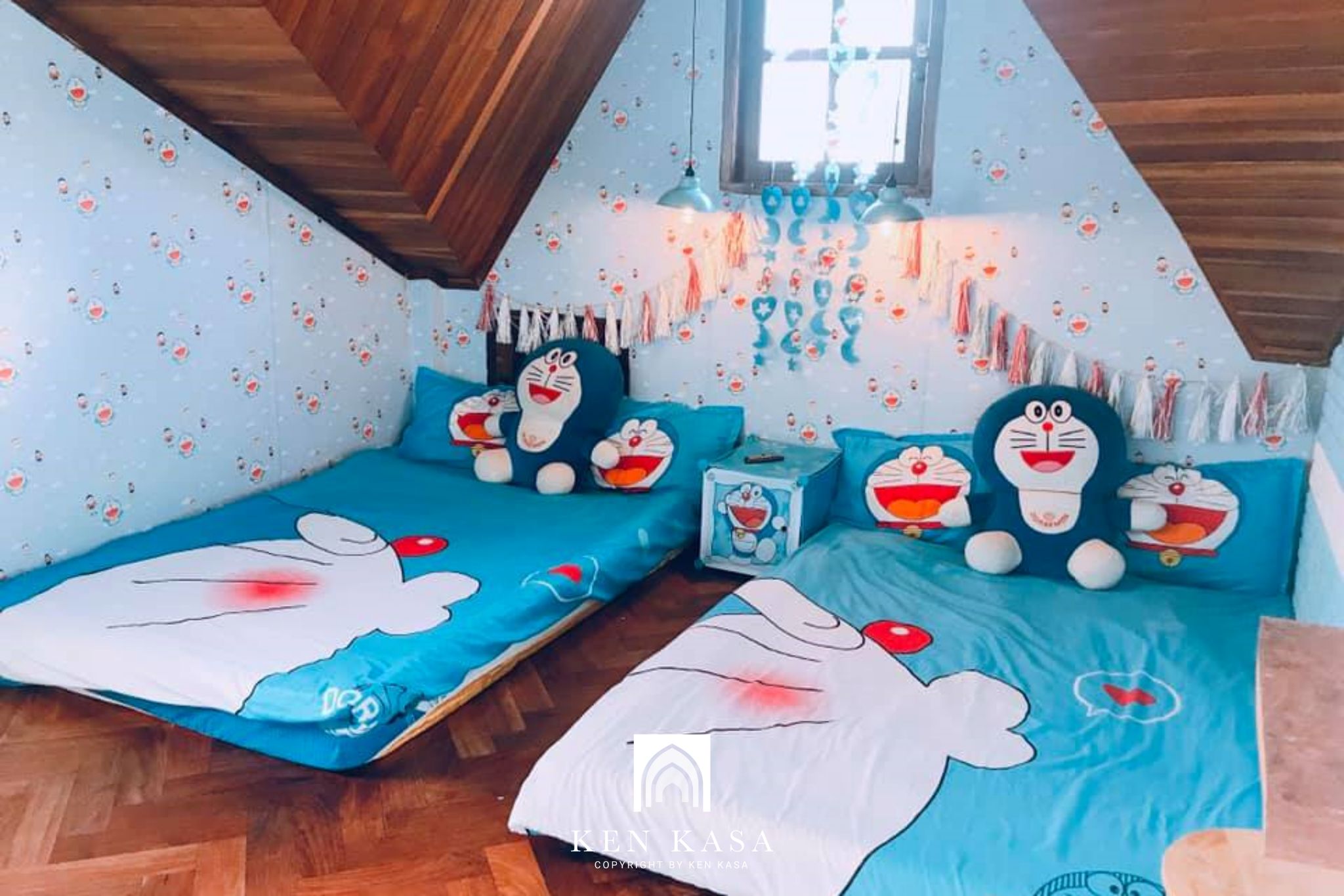 mẫu thiết kế phòng homestay với phong cách hoạt hình